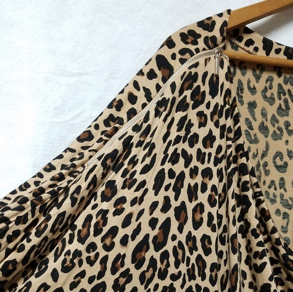 Lane Bryant Leopard Print Zipper Detail Blouse - Picture 2 of 4
